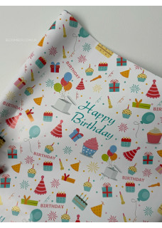 Подарунковий папір «Happy Birthday з тортом»