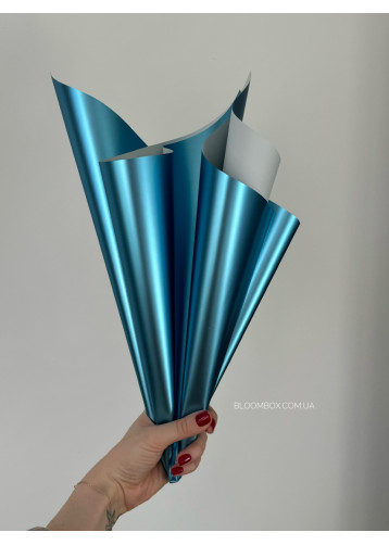 Калька двусторонняя «Metallic+» голубая с серой