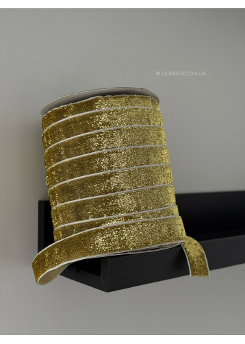 Стрічка оксамитова з люрексом 2,5 см #light gold