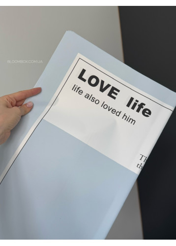 Пленка плотная «Love life» серо-голубая