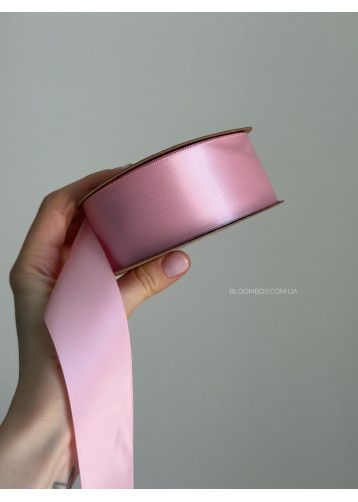 Лента атласная двостороння премиум 4 см rose pink 0154