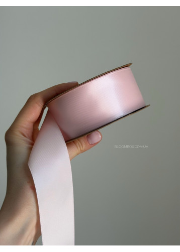 Лента атласная двостороння премиум 4 см powder pink 0115