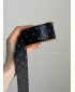 Лента атласна со стразами 4 см черная 110