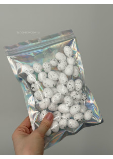 Яйця пасхальні білі з чорним 1.8х2.5см (50шт) L00721
