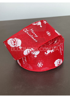 Стрічка-сітка 6,3см "Merry Christmas" D09063 червона
