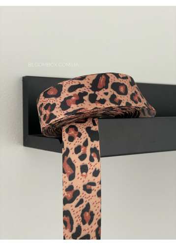 Стрічка репсова “animal print” 2.5см коричнева