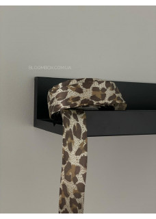 Стрічка атласна “animal print” 2.5см лео#1 коричнева