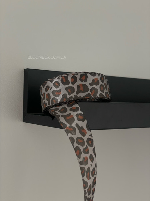 Лента атласная «animal print» 2.5см лео#3 серая