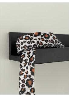 Стрічка репсова “animal print” 2.5см лео біла