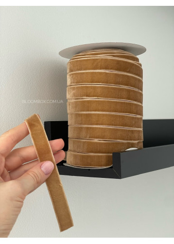 Лента бархатная 1,5 см коричневая #19