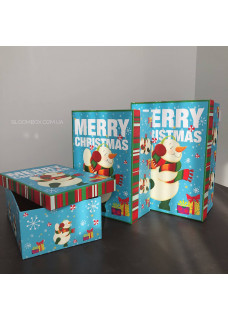 Коробки новорічні "Merry Christmas" голубі